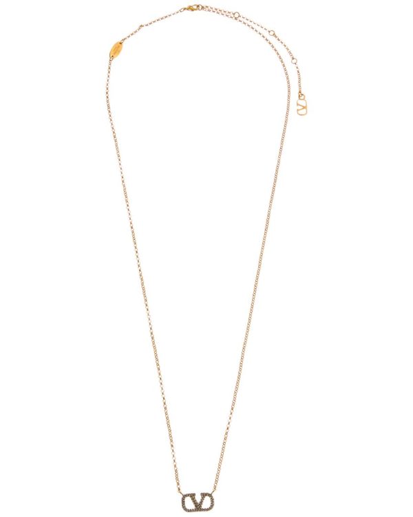 Valentino Crystal Vlogo Signature Pendant Necklace Online Hot Sale