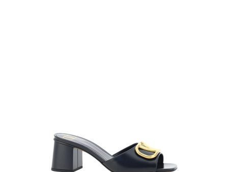 Valentino Garavani VLogo Calfskin Slip-On Sandals with Chunky Heel For Discount