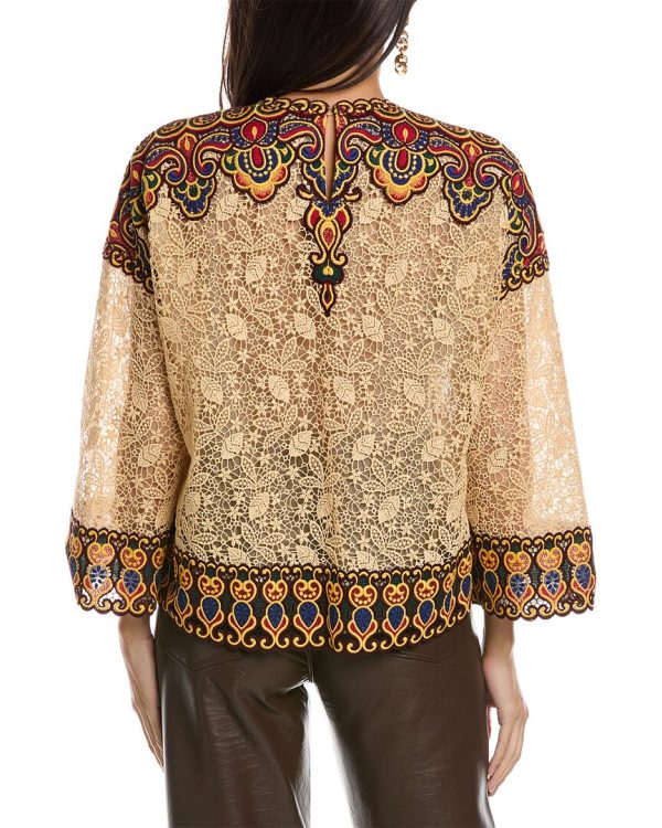 Valentino Lace Silk-Lined Blouse Online now