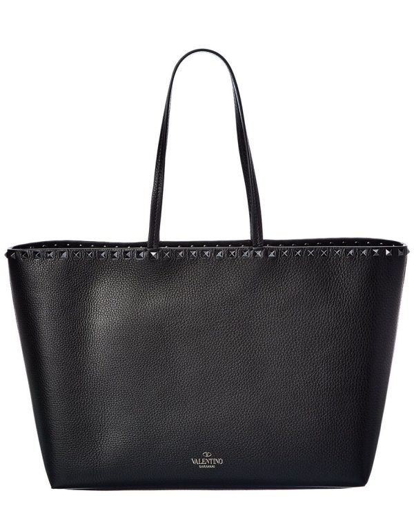 Valentino Rockstud Large Grainy Leather Shopper Tote Discount