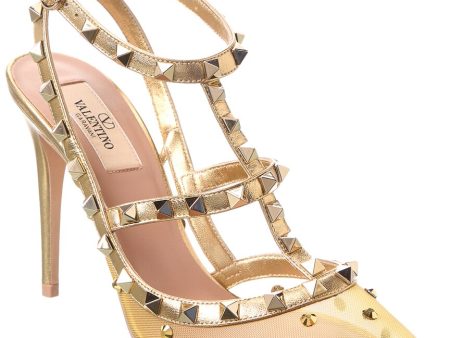 Valentino Rockstud Caged 100 Mesh & Leather Pump Discount