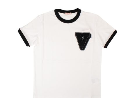 Valentino White COTTON T-SHIRT WITH V-3D PATCH Supply