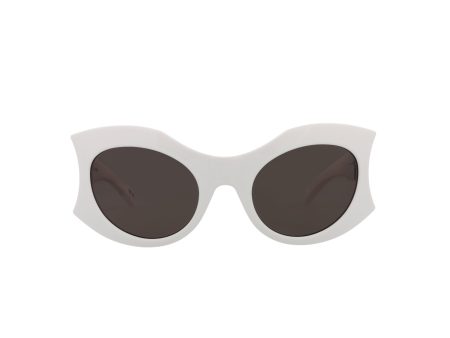 Balenciaga Womens Cat Eye White White Grey Fashion Designer Eyewear Online now