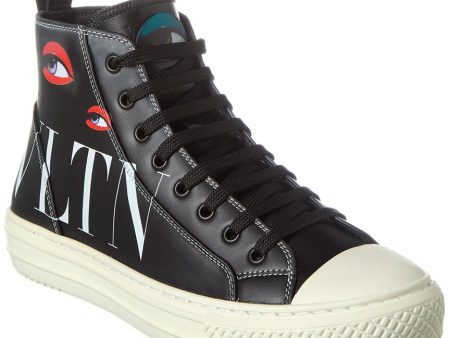 Valentino Leather High-Top Sneaker For Cheap