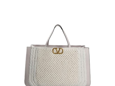 Valentino Garavani V Logo Signature Crochet Raffia Tote Bag Sale