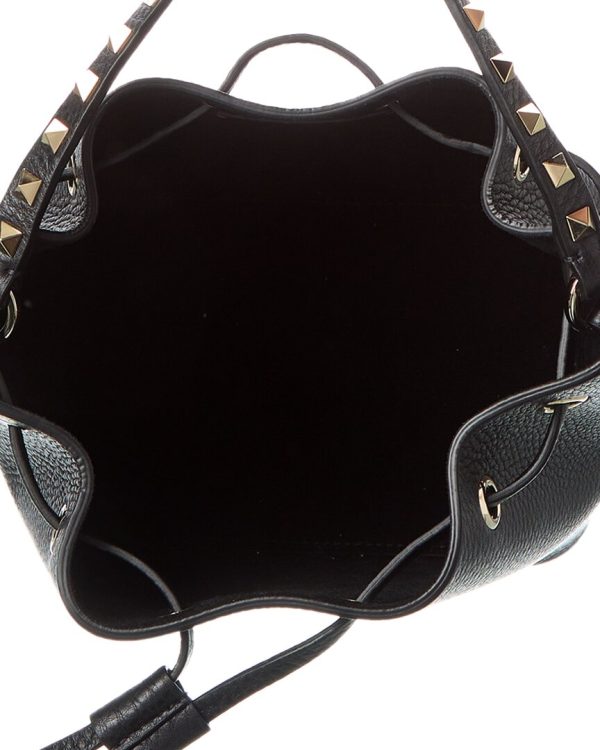 Valentino Rockstud Grainy Leather Bucket Bag ( ) Sale