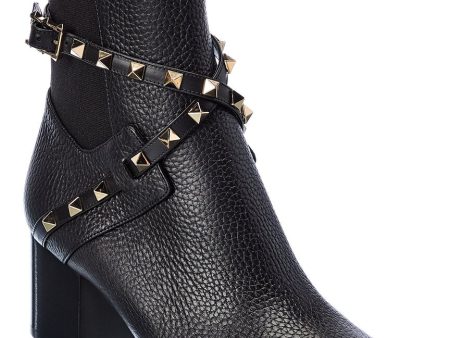 Valentino Rockstud 60 Grainy Leather Bootie Online Sale