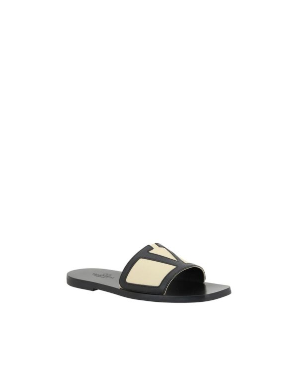 Valentino Garavani V Logo Flat Sole Open Toe Sandals For Sale