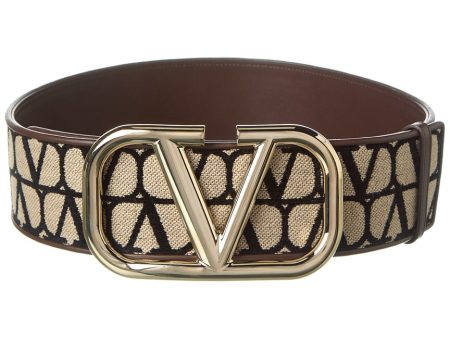 Valentino Vlogo Toile Iconographe Canvas & Leather Belt For Discount