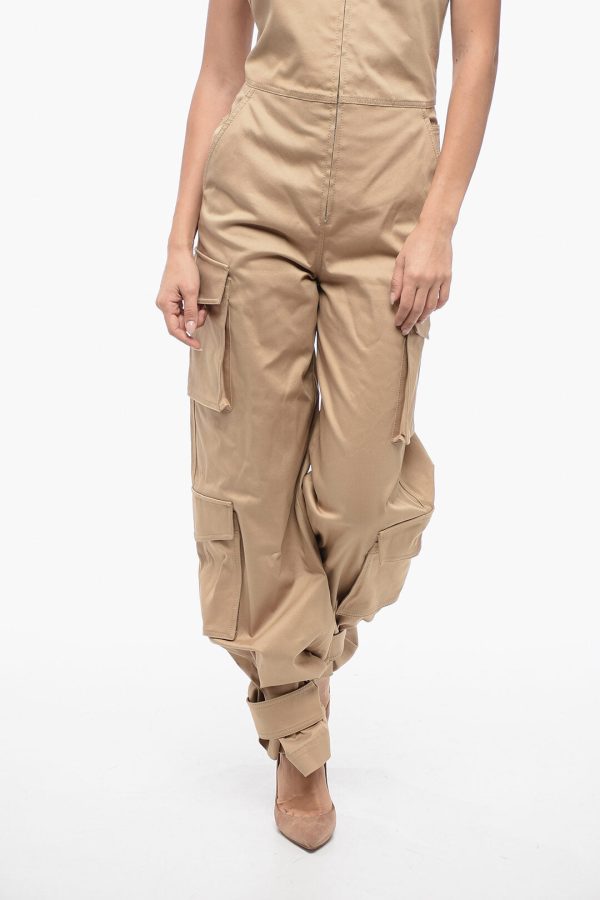 Valentino Open-back Cargo Jumpsuit with Applicated Logo 40 Italian size Online Hot Sale