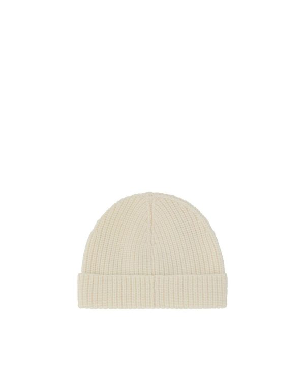 Valentino Garavani Virgin Wool Ribbed Beanie Hat with Iconic Logo Plaque For Discount