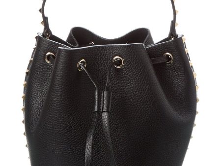 Valentino Rockstud Grainy Leather Bucket Bag ( ) Sale