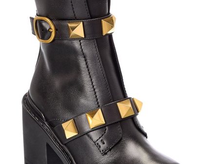 Valentino Roman Stud 85 Leather Combat Boot Discount