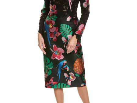 Valentino Tropical Print Silk-Blend Sheath Dress on Sale