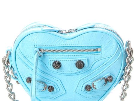 Balenciaga Le Cagole Heart Mini Croc-Embossed Leather Crossbody on Sale