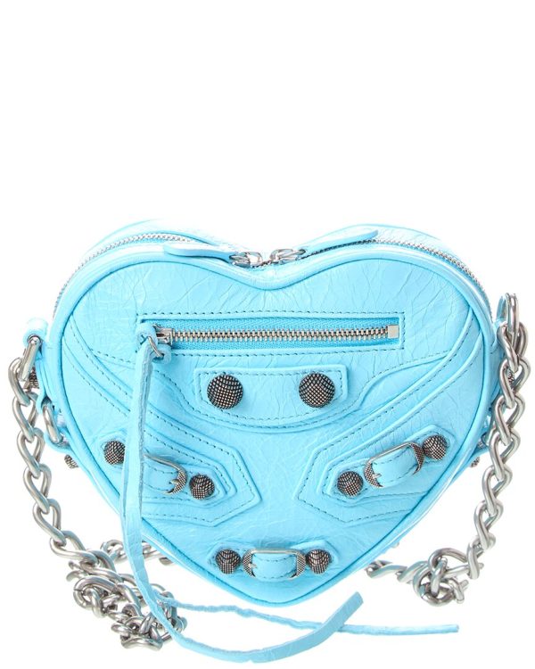 Balenciaga Le Cagole Heart Mini Croc-Embossed Leather Crossbody on Sale