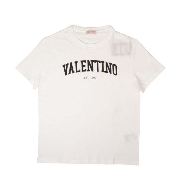 Valentino White COTTON T-SHIRT WITH VALENTINO PRINT Sale