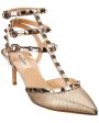 Valentino Rockstud Caged 65 Metallic Leather Ankle Strap Pump Sale