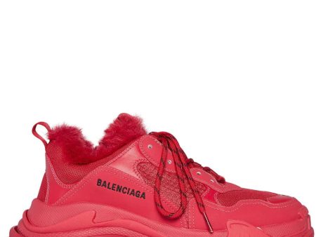 Balenciaga Triple S Fur Sneakers Fashion