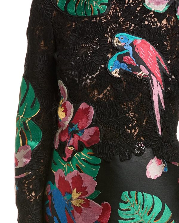 Valentino Tropical Print Silk-Blend Sheath Dress on Sale