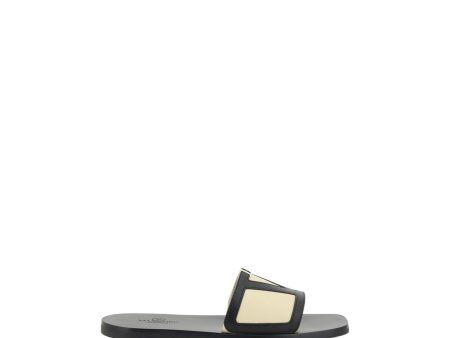 Valentino Garavani V Logo Flat Sole Open Toe Sandals For Sale