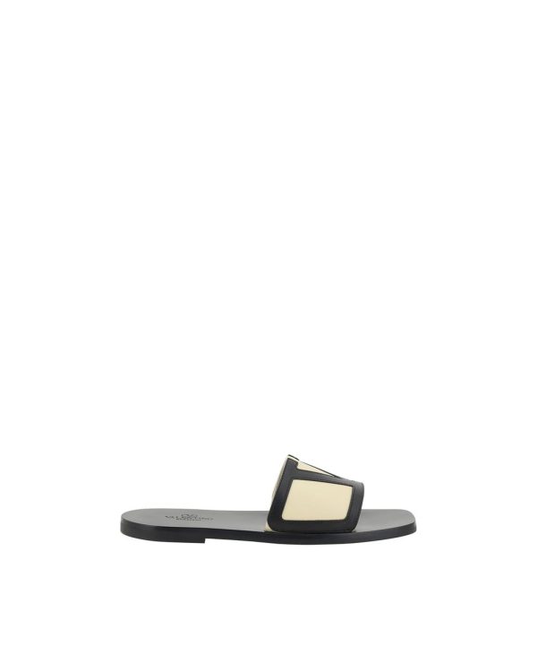 Valentino Garavani V Logo Flat Sole Open Toe Sandals For Sale