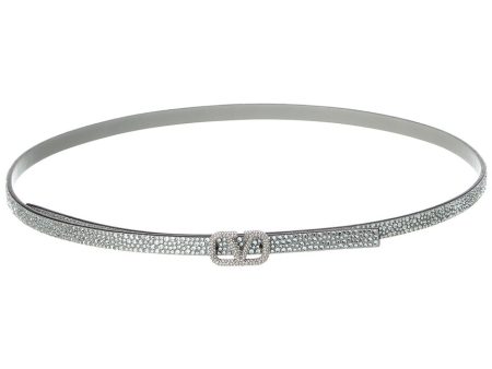 Valentino Vlogo Crystal Embellished Leather Belt on Sale