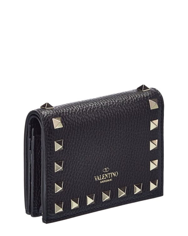 Valentino Rockstud Grainy Leather Card Holder Supply