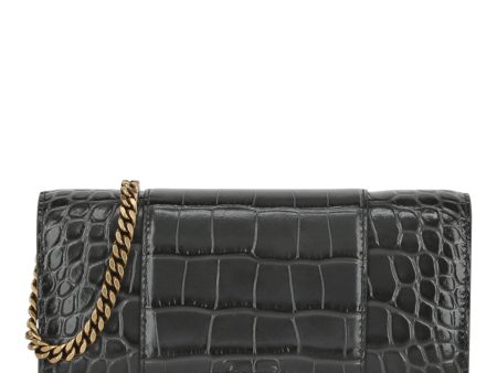 Balenciaga Womens Croc Embossed Hourglass Wallet On Chain Online Hot Sale