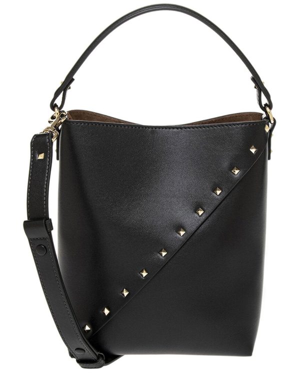 Valentino Rockstud Wispy Leather & Suede Bucket Bag For Cheap