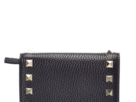 Valentino Rockstud Grainy Leather Card Holder Supply