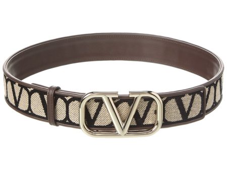 Valentino Vlogo 40Mm Toile Iconographe Canvas & Leather Belt Online Sale