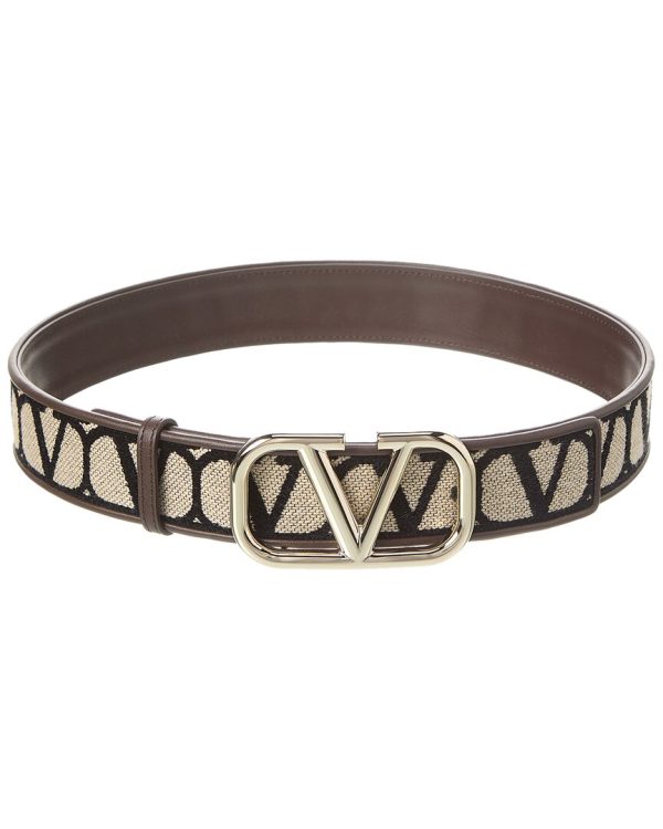 Valentino Vlogo 40Mm Toile Iconographe Canvas & Leather Belt Online Sale