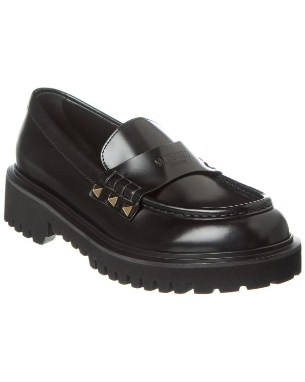 Valentino Rockstud Leather Loafer Hot on Sale