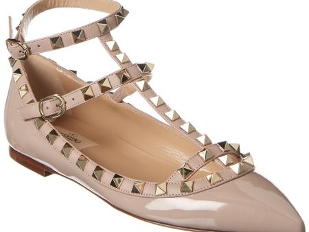 Valentino Rockstud Caged Patent Flat Online Hot Sale