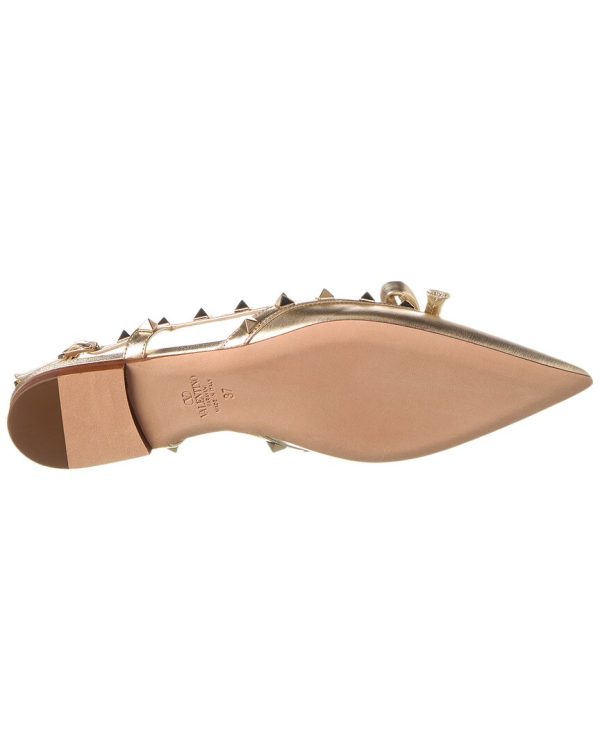 Valentino Rockstud Bow Leather Slingback Ballerina Flat Supply