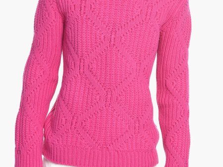 Valentino PINK PP Crew Neck Wool Pullover with Diamond Pattern L Standard size For Discount