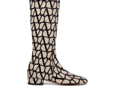 Valentino Garavani V Logo Type Toile Iconographe Boots Online Hot Sale