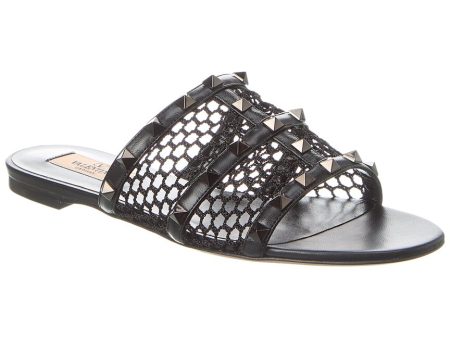 Valentino Rockstud Mesh & Leather Sandal on Sale