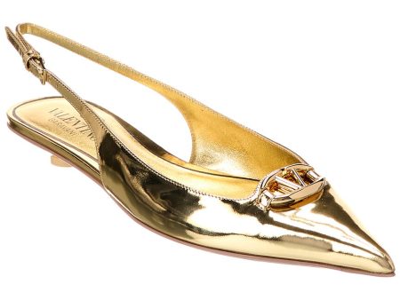 Valentino Vlogo Signature Leather Slingback Flat Online