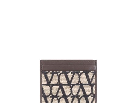 Valentino Garavani Toile Iconographe Leather Card Holder with VLogo Design Online