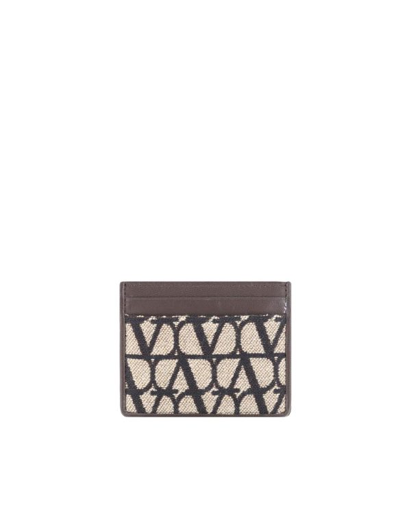 Valentino Garavani Toile Iconographe Leather Card Holder with VLogo Design Online