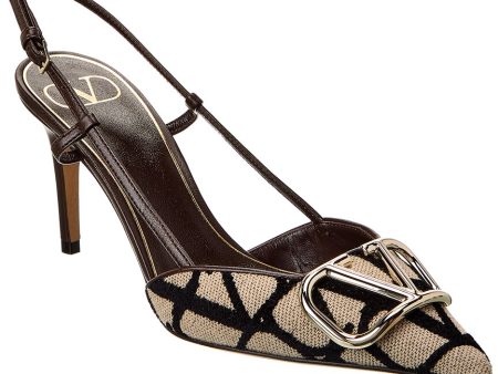 Valentino Vlogo 80 Toile Iconographe Canvas & Leather Slingback Pump Online Hot Sale