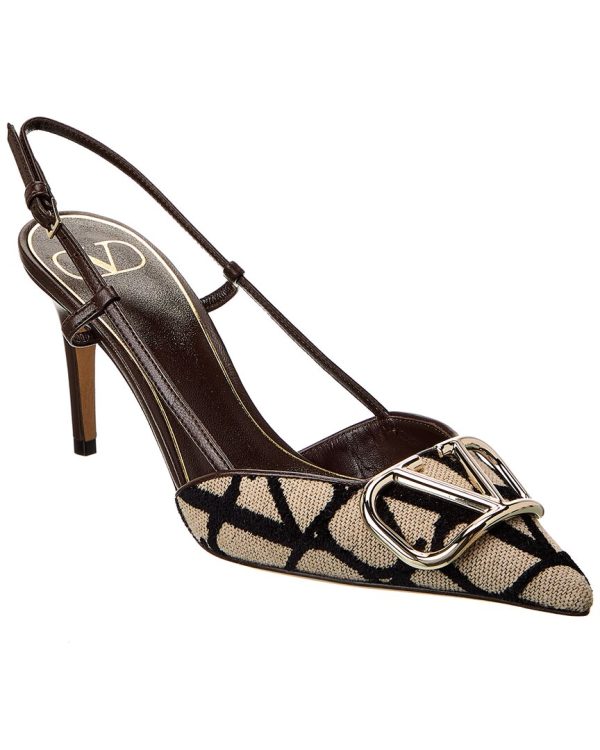 Valentino Vlogo 80 Toile Iconographe Canvas & Leather Slingback Pump Online Hot Sale