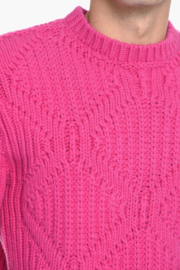 Valentino PINK PP Crew Neck Wool Pullover with Diamond Pattern L Standard size For Discount