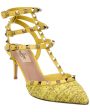 Valentino Rockstud Caged 65 Leather & Tweed Ankle Strap Pump Fashion