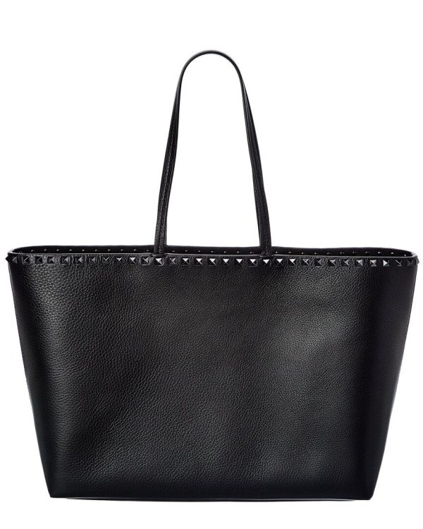 Valentino Rockstud Large Grainy Leather Shopper Tote Discount