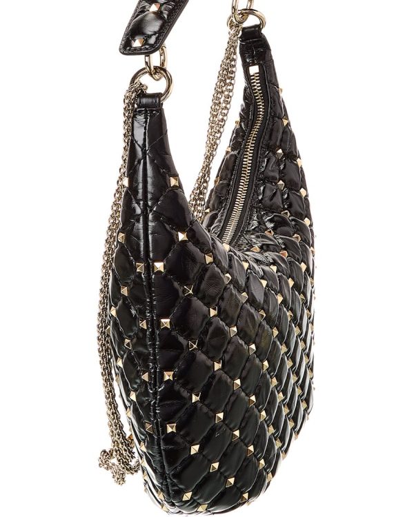 Valentino Rockstud Spike Leather Hobo Bag For Cheap