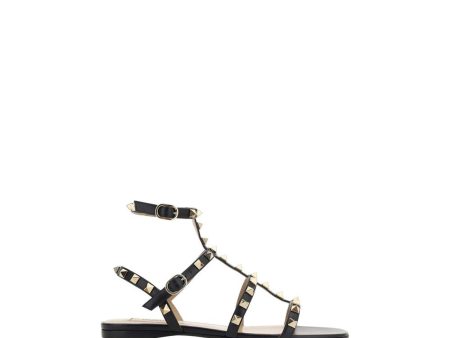 Valentino Garavani Rockstud Leather Sandals with Adjustable Ankle Strap and Stud Detailing Supply