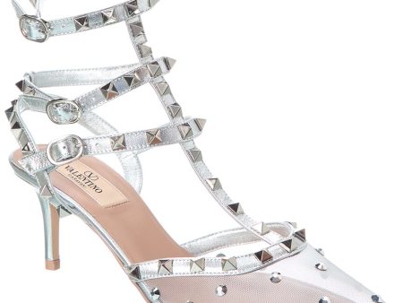 Valentino Rockstud Caged 65 Mesh & Leather Pump Online Sale